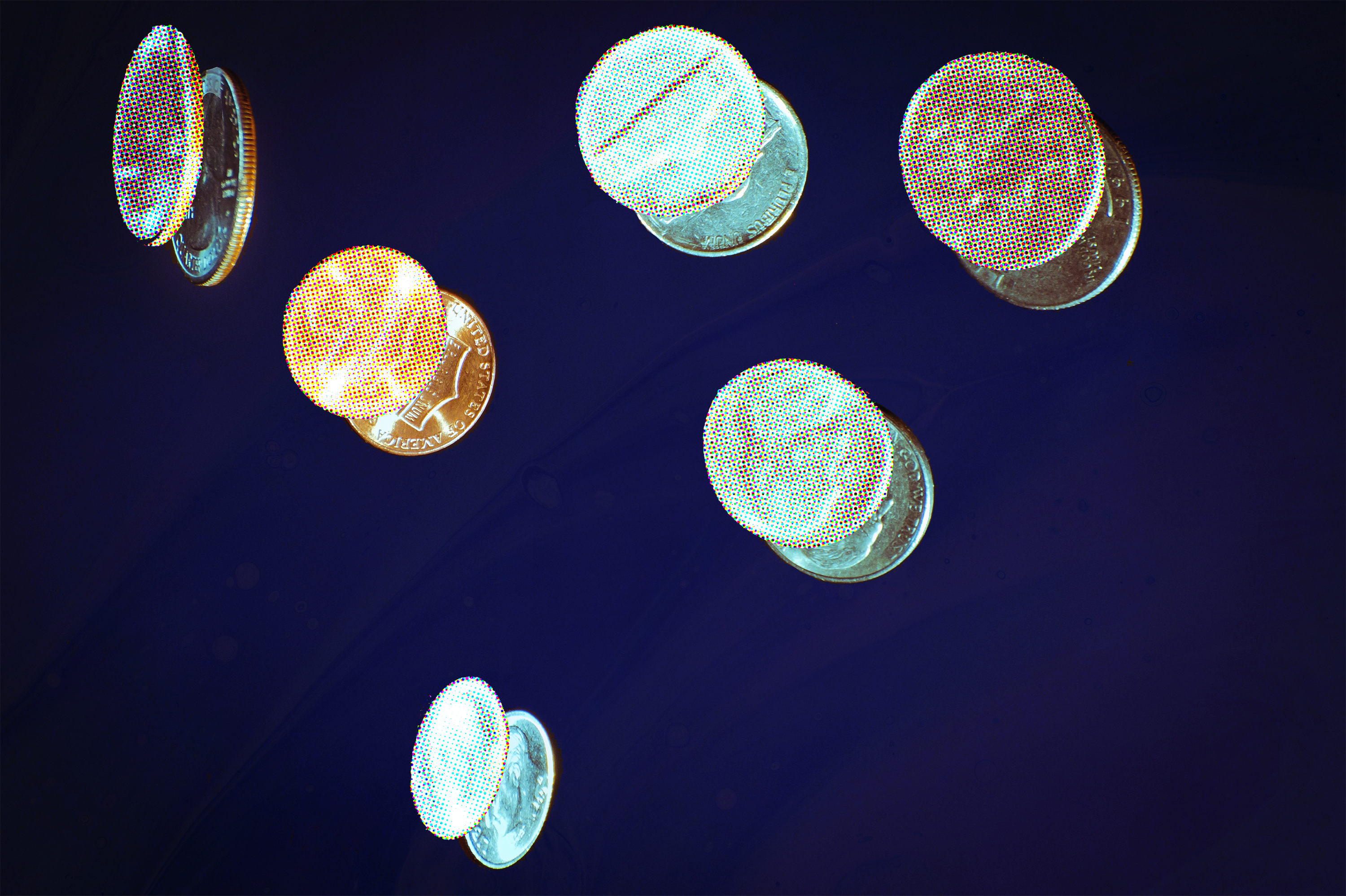 Illustration of coins in front of a dark blue background.