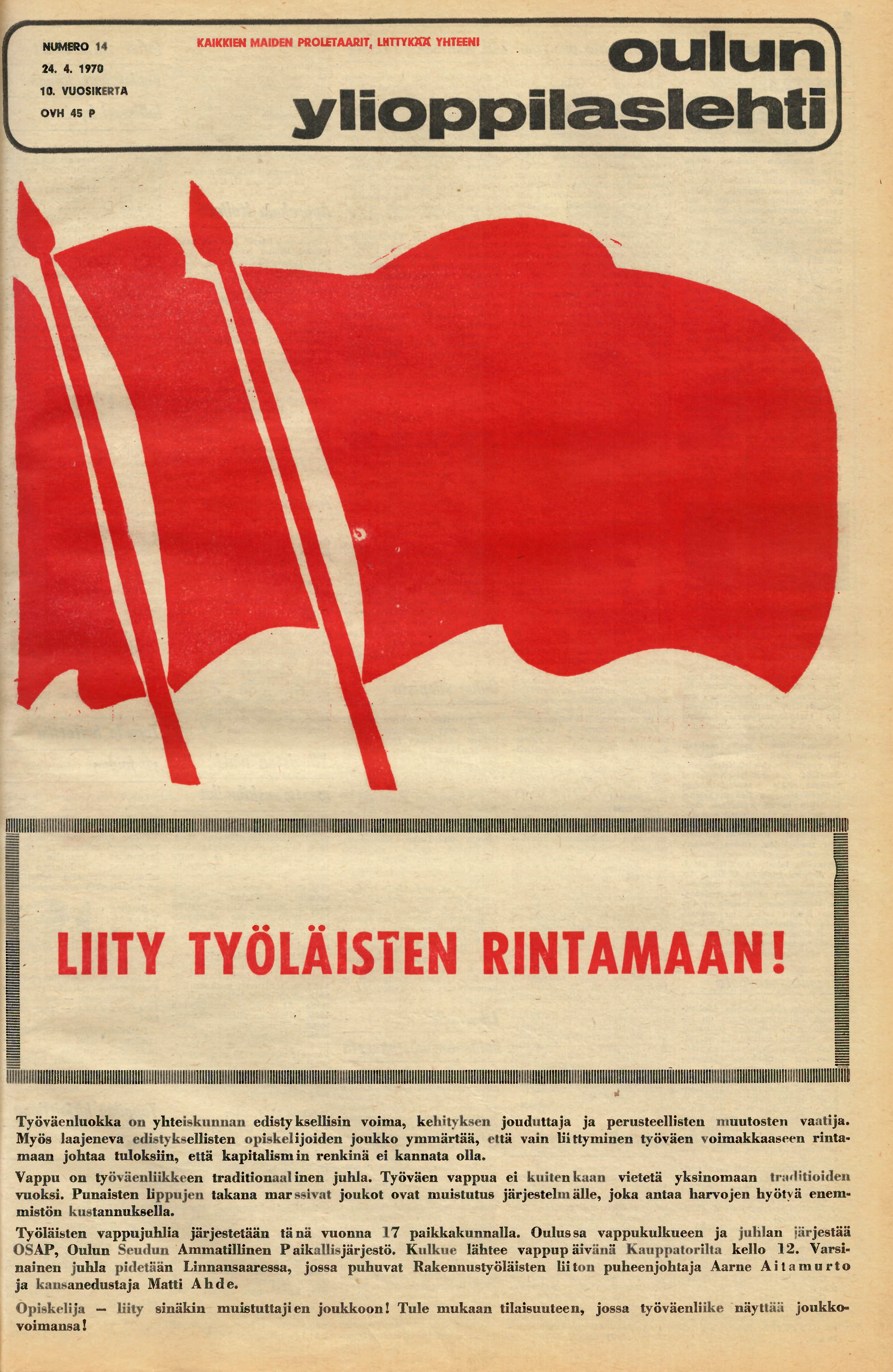 Liity työläisten rintamaan! 